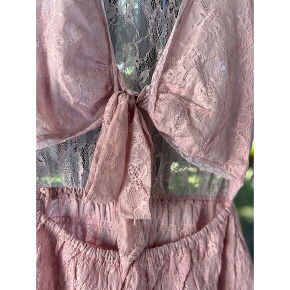 New FREE PEOPLE  Size L Lala Lace Mini Dress $128 Pink Sexy Boho Chic Festival - Picture 11 of 16